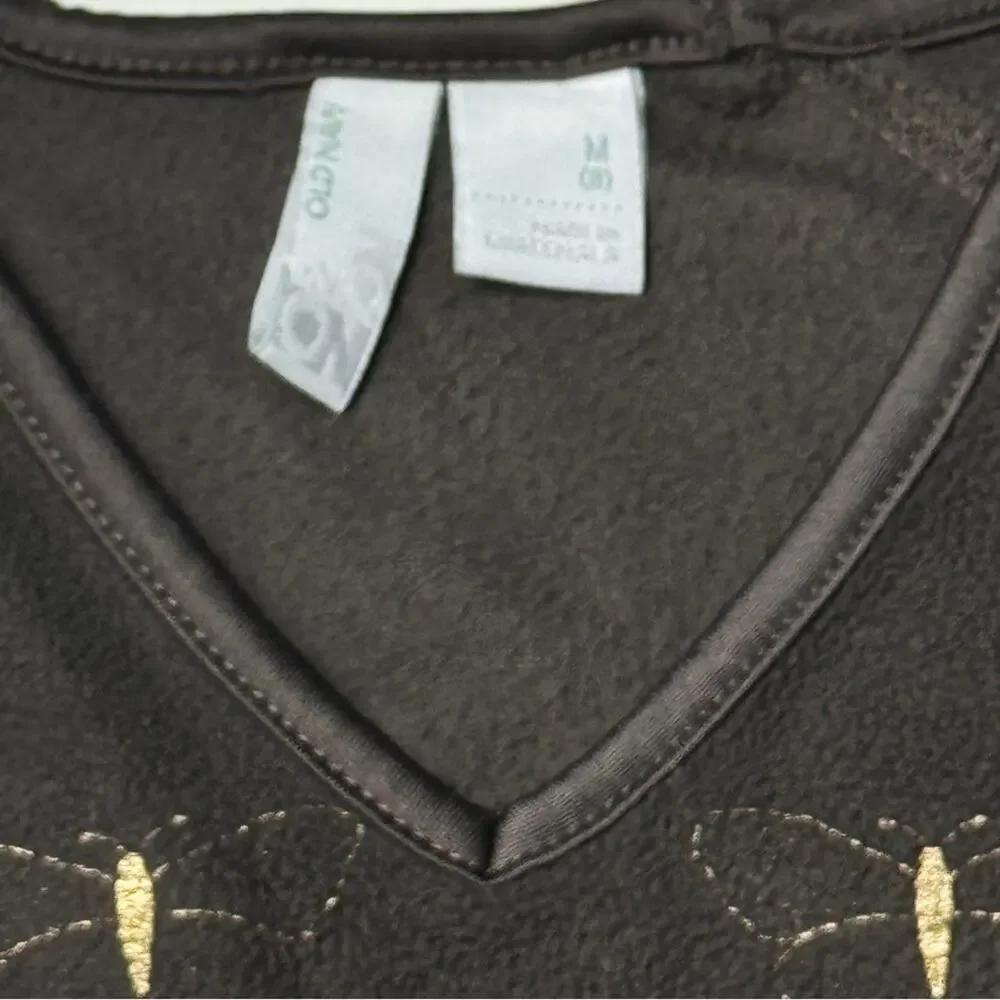 Old Navy Girl’s Long Sleeve V Front Brush Fleece Brown Gold Long Sleeve Sz M (8)